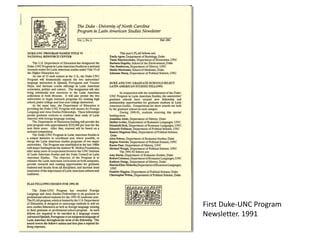 First Duke-UNC Program
Newsletter. 1991
 