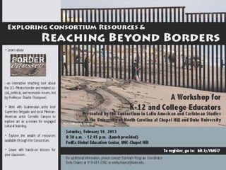 2013 teacher workshop featuring Charlie Thompson’s Border Odyssey project.
 