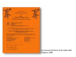 First annual Fall Picnic of the Duke-UNC
Program, 1990
 