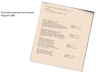 First Latin American Film Festival
Program 1987
 
