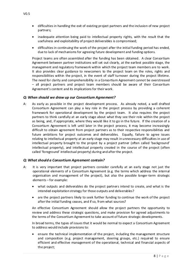 Consortium Agreement Template Consortium Agreement Template