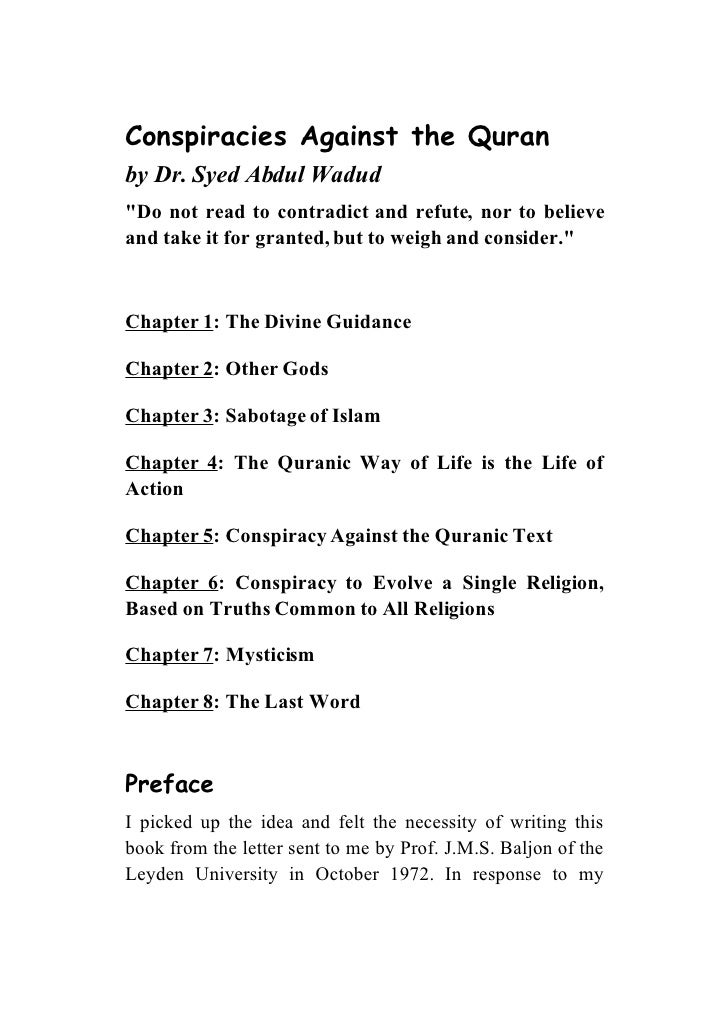 Conspiracies Against The Quran By Dr Syed Abdul Wadud Quotdo Not Read To Conspiracies Against The Quran By Dr Syed Abdul Wadud Quotdo Not Read To