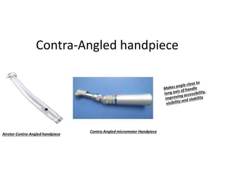 Contra-Angled handpiece
Airotor Contra-Angled handpiece
Contra-Angled micromotor Handpiece
 