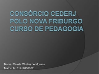 Nome: Camila Wintter de Moraes
Matrícula: 11212080602
 