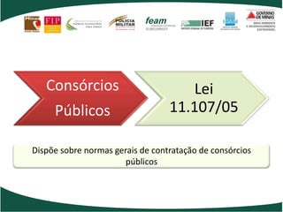 Consórcios
Públicos
Lei
11.107/05
Dispõe sobre normas gerais de contratação de consórcios
públicos
 
