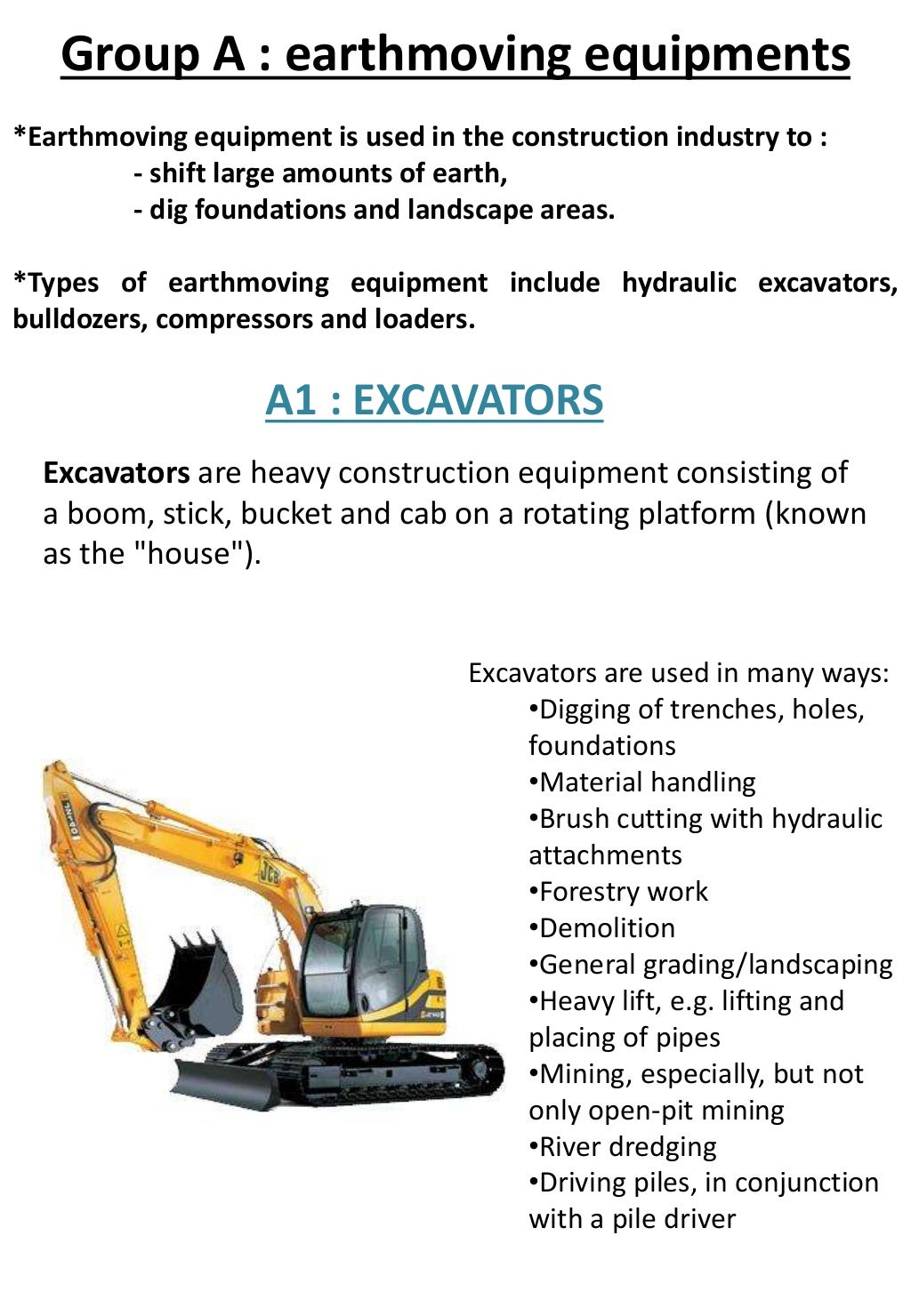 CONSTRUCTION EQUIPMENTS