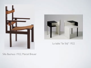 Silla Bauhaus 1922, Marcel Breuer
La tabla “Se Stijl” 1922
 