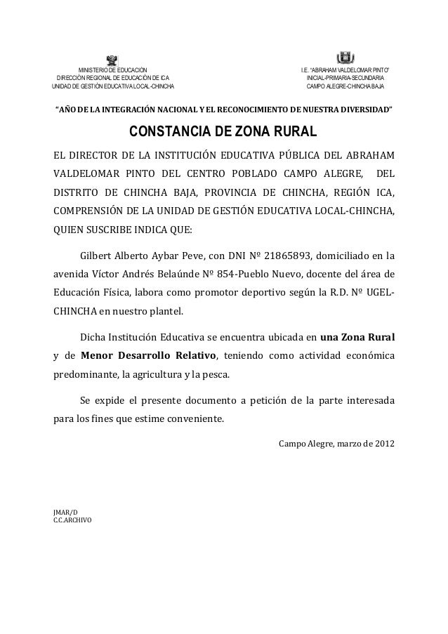 Constancia de zona rural