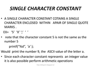 Constant and variacles in c | PPT