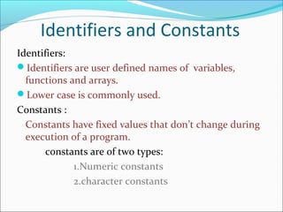 Constants in C | PPT | Programming Languages | Computing