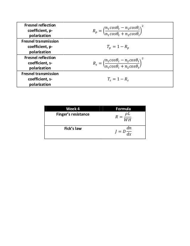 Useful Energy Formulas