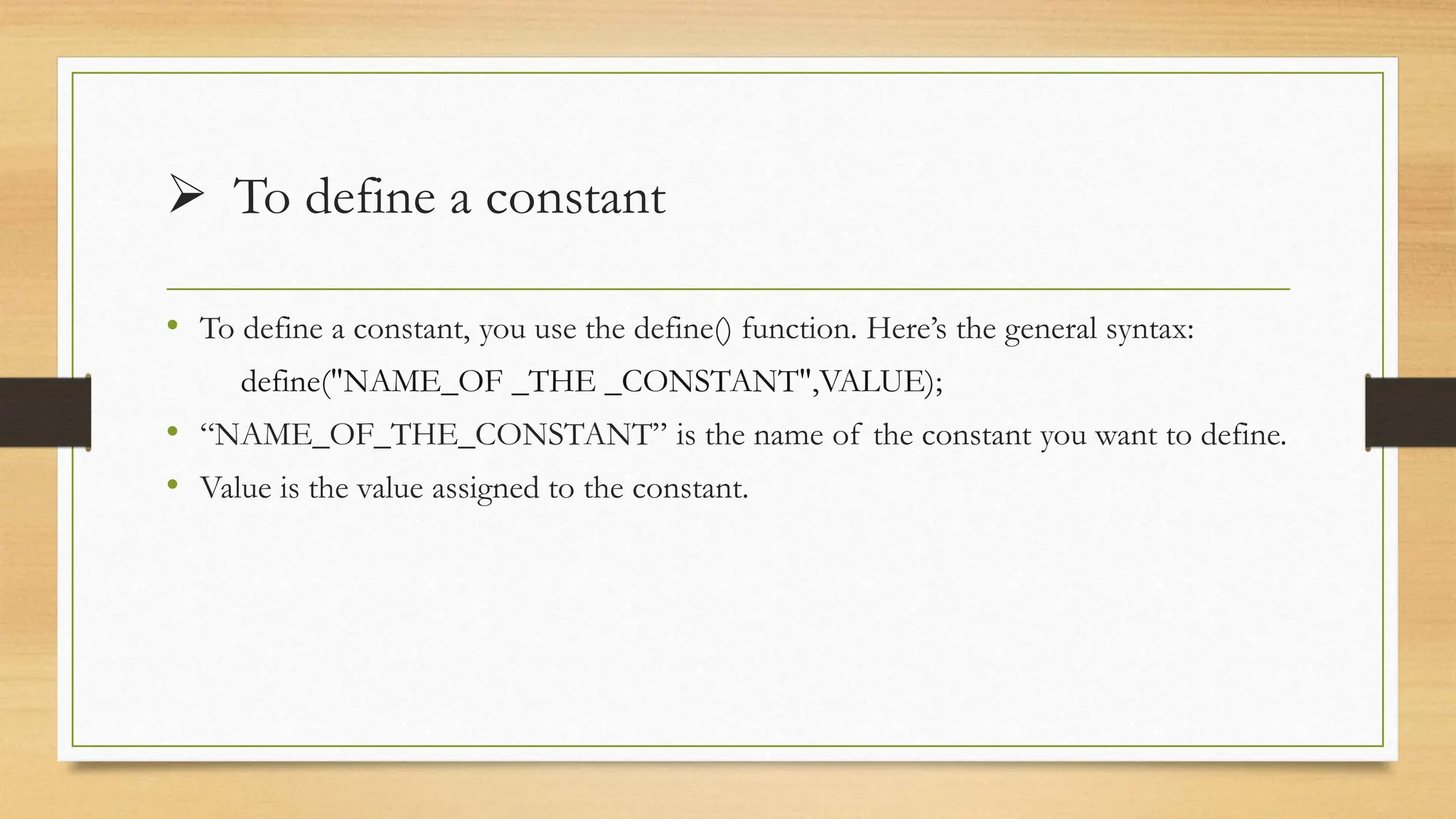 Constants in PHP for Web Based Programming IPU | PPT