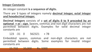 Constants Variables Datatypes by Mrs. Sowmya Jyothi | PDF