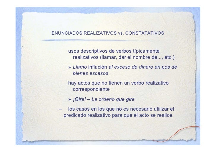 Enunciados constatativos vs. Enunciados realizativos