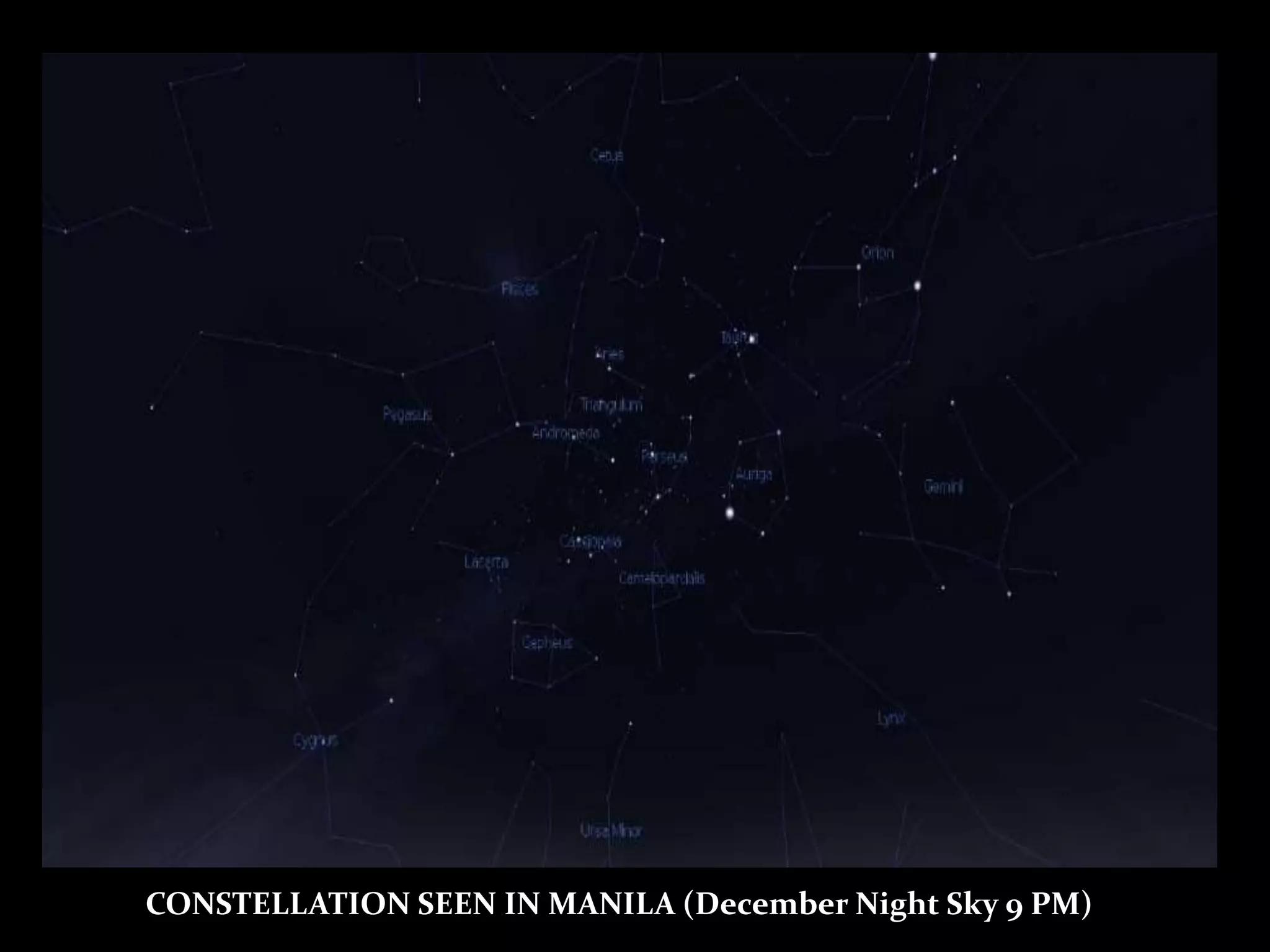CONSTELLATION SEEN IN MANILA (December Night Sky 9 PM)
 