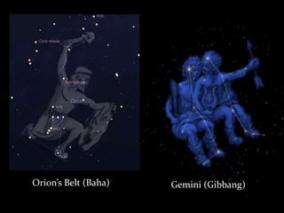 Orion’s Belt (Baha) Gemini (Gibbang)
 