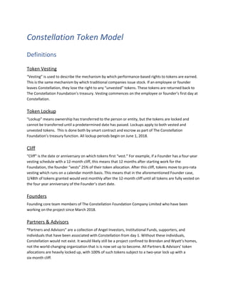 Vested Contract Model Constellation Labs - Business Whitepaper | PDF