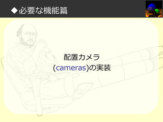 ◆必要な機能篇

配置カメラ
(cameras)の実装

 