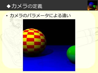 ◆カメラの定義
• カメラのパラメータによる違い

 