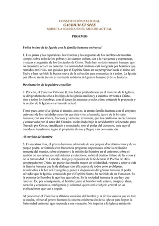 Relectura esencial de la Constitución Pastoral "Gaudium et Spes"