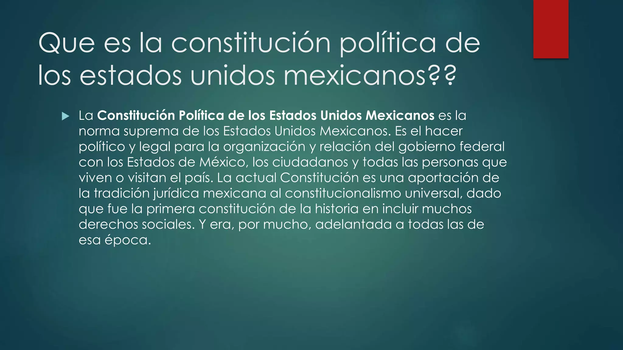 Constitución política de los estados unidos mexicanos... | PPT