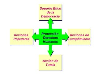 Acciones de 
Cumplimiento 
Acciones 
Populares 
Soporte Etico 
de la 
Democracia 
Protección 
Derechos 
Humanos 
Accion de 
Tutela 
 