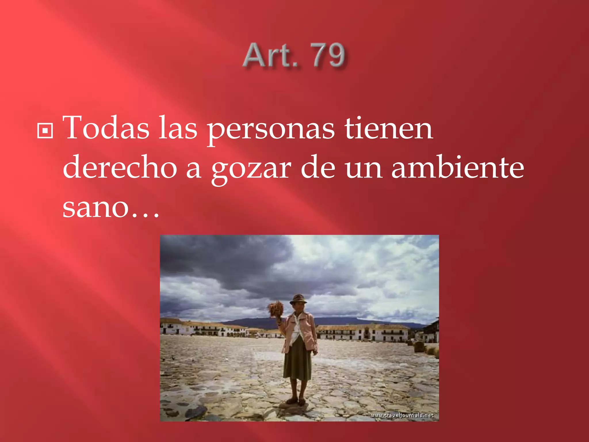  Todas las personas tienen
derecho a gozar de un ambiente
sano…