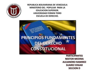 REPUBLICA BOLIVARIANA DE VENEZUELA
MINISTERIO DEL POPULAR PARA LA
EDUCACION SUPERIOR.
UNIVERSIDAD FERMIN TORO
ESCUELA DE DERECHO.
 