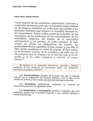 Cybernautic, Textos Analizados. 
El Bien Común, Máximo Pacheco: 
 