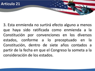 Articulo 17El Senado de los Estados Unidos se compondrá de dos senadores por cada estado, elegidos por el pueblo de éste por un período de seis años, y cada senador tendrá derecho a un voto. Los electores de cada estado deberán poseer los requisitos necesarios para ser electores de la rama más numerosa de las Asambleas Legislativas estatales. 