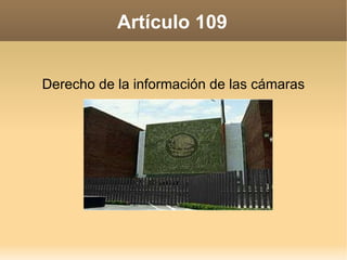Artículo 109 Derecho de la información de las cámaras