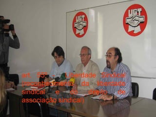art. 55º -  Liberdade Sindical (reconhecimento da liberdade sindical e do direito de associação sindical) 