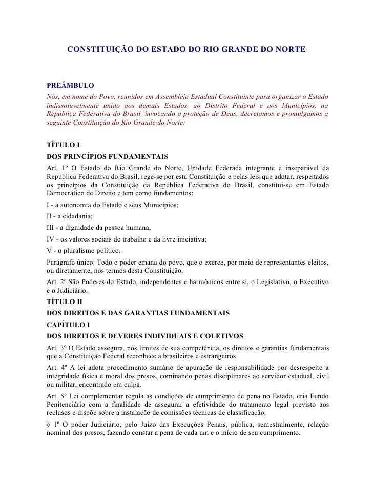 Constituição do Estado do Rio Grande do Norte Constituição do Estado do Rio Grande do Norte