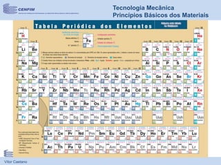Vítor Caetano
Tecnologia Mecânica
Princípios Básicos dos Materiais
Tabela Periódica ou Tabela dos Elementos
 