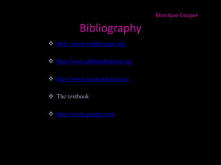 Ensure Domestic Tranquility- this is to keep peace and order within the countryMonique Cooper Goals Continued…Provide For The Common Defense- this is the goal that states that we are to defend the nation and its inhabitants against foreign enemies