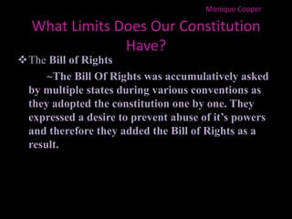 Judicial Review- this gives the judicial branch the power to strike down laws and other government actions as unconstitutional