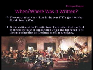 Federalism- this is giving the right of protection by way of dividing powers between the national government and the state government to the state governmentMonique Cooper Who Wrote The Constitution?The Constitute was written by men that we know and refer to as the Framers. The Framers were the 55 delegates of the Constitutional Convention who wrote and developed the “framework” for the government and wrote the Constitution.