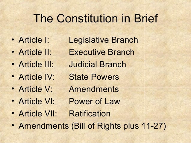 the us constitution summary of articles