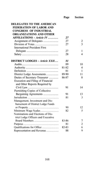 $)),/,$7,21 :,7+ *5$1'
 /2'*(  $UWLFOH ;9,,               
   ,QGLYLGXDO $IILOLDWLRQV                 
   0HPEHU $SSRLQWHG 6XSHULQWHQGHQW RU
    *HQHUDO )RUHPDQ                    
   2EOLJDWLRQ )HHV DQG 'XHV                     
   6XEMHFW WR RQVWLWXWLRQDO 3URYLVLRQV                     
   7UDQVIHUV                


$8',76 2) *5$1' /2'*(
 $28176 $1' %21',1* 2)
 *5$1' /2'*( 2)),(56
 5(35(6(17$7,9(6 $1'
 (03/2((6 ² $UWLFOH ;,,,                 
   $XGLWV               
   %RQGLQJ                 


%86,1(66 $*(1,(6 $1'
 25*$1,=(56 ² $UWLFOH ;,                 
   RQWURO RI %XVLQHVV 5HSUHVHQWDWLYHV                      
   (VWDEOLVKPHQW DQG 0DLQWHQDQFH                       
   /RFDWLRQ RI $FWLYLWLHV                  
   4XDOLILFDWLRQV                
   5HSRUWV                
   6HUYLFLQJ RI /RFDO DQG 'LVWULFW
    /RGJHV                 


2'( ² $UWLFOH /          
   $SSHDO IURP 'HFLVLRQ RI (                
   $SSHDO IURP 'HFLVLRQ RI ,3               




                                  166
 