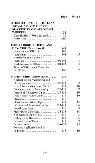 3DJH   6HFWLRQ
*5$1' /2'*( 2)),(56 '(/(
 *$7(6 $1' 200,77(( 21 /$:
 $1' +2: +26(1 ¤ $UWLFOH ,,,                              
  RXQWLQJ WKH 9RWHV                  
  'HFODUDWLRQ RI (OHFWLRQ                     
  'HOHJDWHV DQG RPPLWWHHV                           
  (QGRUVHPHQW IRU 1RPLQDWLRQ                          
  )LOLQJ DQG 3XEOLFDWLRQ RI
   (QGRUVHPHQW                    
  )LOOLQJ 9DFDQFLHV                   
  ,QFUHDVLQJ *HQHUDO 9LFH 3UHVLGHQWV                             
  ,QVSHFWRUV RI (OHFWLRQ                    
  ,QVWDOODWLRQV              
  1RWLILFDWLRQ RI (OHFWLRQ                     
  1XPEHU RI 1RPLQHHV                         
  2IILFHUV              
  3ODFH RI 9RWLQJ                   
  3OHGJH WR $FFHSW 1RPLQDWLRQ                         
  3UHSDUDWLRQ DQG 'HVFULSWLRQ RI
   %DOORWV           
  3UHVHUYDWLRQ RI %DOORWV DQG (OHF
   WLRQ 5HFRUGV E *67                       
  4XDOLILFDWLRQ WR 9RWH                    
  4XDOLILFDWLRQV              
  5HFDOO 3URYLVLRQV                
  5HSUHVHQWDWLRQ DW RXQW                       
  6HFRQG %DOORW                 
  7DEXODWLRQ RI 5HWXUQV DQG DUH
   RI %DOORWV               
  7LPH DQG 0HWKRG RI 9RWLQJ                        
*5$1' /2'*(
 3(16,21 ¤ $UWLFOH ;,9                   




                                         172
 