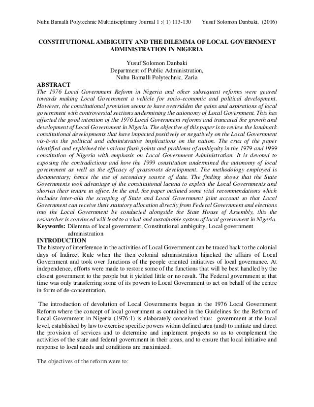 What necessitated the emergence of autonomy of local government system in nigeria