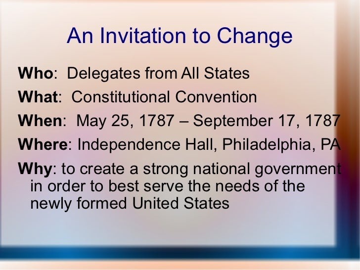 What was the reason for the Constitutional Convention?