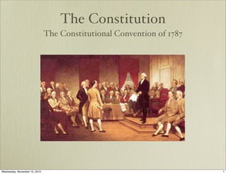 The Constitution
The Constitutional Convention of 1787
1Wednesday, November 10, 2010
 