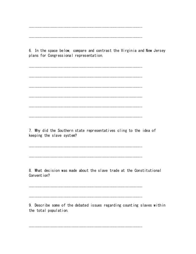 The Constitutional Convention Worksheet