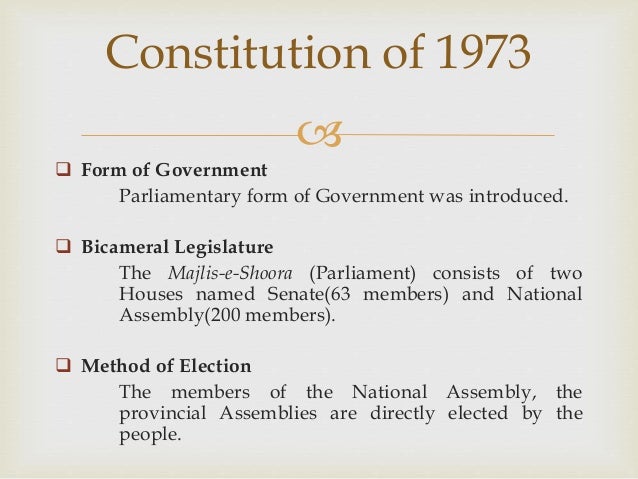constitutional development in pakistan 1973 form of government in pakistan