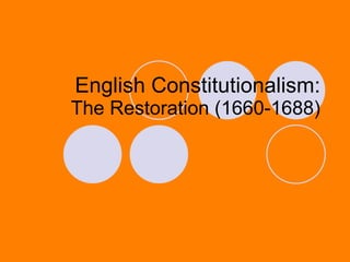 English Constitutionalism: The Restoration (1660-1688) 