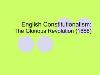 English Constitutionalism: The Glorious Revolution (1688) 
