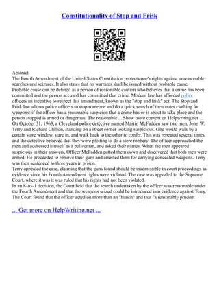 Frisk Instructions.pdf Is Frisk A Fourth Amendment Search? – FQBL