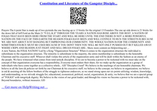 Constitution And Literature Of The Gangster Disciple... | PPT