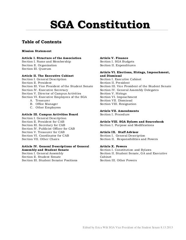 Sga Constitution Revised 2013